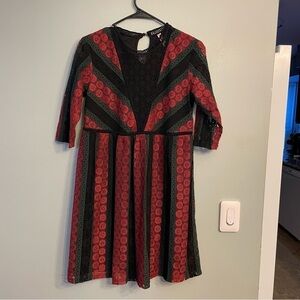 Xhilaration Black and Red Chevron Mini Dress